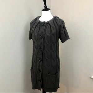 The Limited, brown button-down tunic sweater